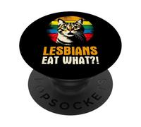 Lesbians Eat What - Funny Pun Cat Gay Pride Month LGBTQ PopSockets Adhesive PopGrip