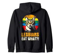 Lesbians Eat What - Funny Pun Cat Gay Pride Month LGBTQ Zip Hoodie