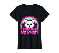 Lesbians Eat What - Funny Pussy Cat Pun LGBTQ Pride Lesbian T-Shirt, Women, Black, Small