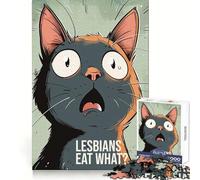 Lesbians Eat What Meme Cat Jigsaw Puzzles 1000 Piece for Adults Calm Daily Snug Joint Joyful Challenge (38x52cm)