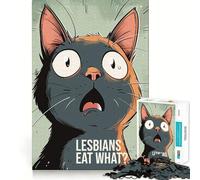 Lesbians Eat What Meme Cat Jigsaw Puzzles for Adults 1000 Pieces Recall Enhancer Creative Play Pattern Build Birthday Gift (50x75cm)