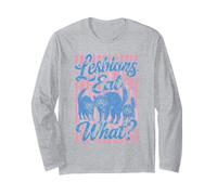 Lesbians Eat What? Sapphic Humor Funny Cat Meme Pride Long Sleeve T-Shirt
