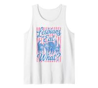 Lesbians Eat What? Sapphic Humor Funny Cat Meme Pride Tank Top