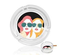 Lesbians Minimalistic Round Glass Ashtray Washable Simple Ash Trays