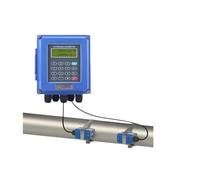 LESBJFDM Clamp-On Ultrasonic Flow Meter, Wall-Mount Digital Liquid Flowmeter with Transducers, No Pipe Cutting Required, ±1% Accuracy, for DN25-DN100mm Pipes, Ideal for Industrial Applications