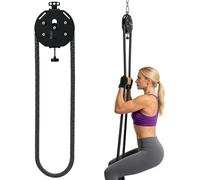 LESBJFDM Fitness Cable Machine with Endless Rope, 5-30kg Adjustable Resistance Pulley Trainer, Portable Home Gym Equipment for Full Body Workout