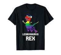 Lesbosaurus Rex Dinosaur In Rainbow Flag For Lesbian Pride T-Shirt