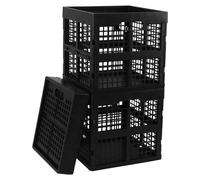 Lesbye 3 Pcs 20 L Foldable Crate Plastic Storage Box Basket, Collapsible Storage Crate Multi Use Milk Bottle, Fruit, Veg, Books & Storage