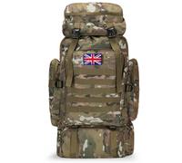 Lesbyit 80L Waterproof Hiking Backpack, Lightweight Tactical Rucksack for Camping & Travel, Large Capacity, with 2 British Flags, CP