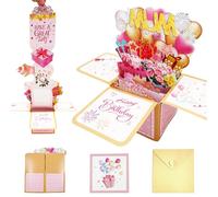 Lesbyit Mum Happy Birthday Gift Card, 3d Pop Up Pull-Out Personalised Gifts Cards with Envelope, for Mum Mom Mother Mummy Mam from Daughter Son