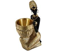Lescafita African Statues and Sculptures for Home Decor, Tribal Art Figurines for Living Room Decorations, Gold Vintage Aesthetic Ornament for Bookshelf and Tables, Housewarming Gifts for Women