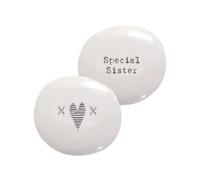 Lescale Furnishings “Special Sister” Porcelain Pebble - Handmade Sentimental Keepsake Gift with Heart Design - Ceramic Ornament in Gift Box for Sisters