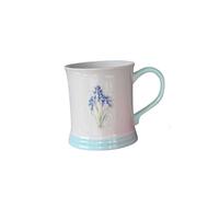 Lescale Furnishings Stoneware Embossed Mug - 400ml Country Floral Design - Handmade Ceramic Mug - Duck Egg Blue Base - Microwave & Dishwasher Safe (Bluebell)