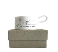 Lescale Furnishings “The Future’s Bright” Porcelain Tea Light Holder with Tealight - Inspirational Candle Gift in House-Themed Box - Small White Porcelain Decor (3x8x5.5 cm)