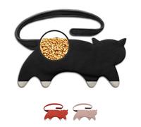 LESCHI 10-Chamber Wheat Bag for Microwave, Washable - Grain Pillow Made of 100% Organic Cotton & Organic Wheat - Ideal Natural Relief for Stomach and Period Pain - Cat, Black