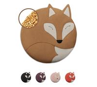 LESCHI 4-Chamber Wheat Bag for Microwave, Washable - Grain Pillow Made of 100% Organic Cotton & Organic Wheat - Ideal Natural Relief for Stomach and Period Pain - Fox, Brown