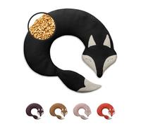 LESCHI Wheat Bag Microwavable - 100% Organic Cotton and Organic Wheat - Fox Black - Microwave Pillow, Unscented - Snug Grain Pillow Ideal for Tension in Back, Neck and Shoulders