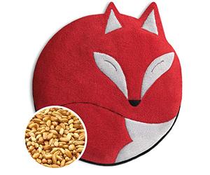 Leschi Wheat Bag microwavable, unscented/Heat Pack for Stomach and Lower Back/Animal: Fox Luca, red