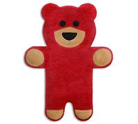 Leschi Wheat Bag microwavable, unscented/Heat Pack for Stomach and Lower Back/Animal: Teddy Bear, red