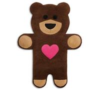 Leschi Wheat Bag microwavable, unscented/Heat Pack for Stomach and Lower Back/Animal: Teddy Bear with Heart, Brown