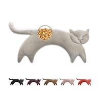 LESCHI XXL Wheat Bag Microwavable (47x23cm) - 100% Organic Cotton and Organic Wheat - Cat Grey - Microwave Pillow - Unscented - Snug Grain Pillow Ideal for Tension in Back - Neck and Shoulders