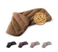 LESCHI XXL Wheat Bag Microwavable (50x20cm), 100% Organic Cotton and Organic Wheat, 8-Chamber Microwave Pillow, Brown, Unscented, Snug Grain Pillow Ideal for Warmth for Back, Neck and Shoulders