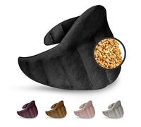 LESCHI XXL Wheat Bag Microwavable (60x28cm), 100% Organic Cotton and Organic Wheat, 11-Chamber Microwave Pillow, Black, Unscented, Snug Grain Pillow Ideal for Tension in Back, Neck and Shoulders
