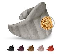 LESCHI XXL Wheat Bag Microwavable (60x28cm) - 100% Organic Cotton and Organic Wheat - 11-Chamber Microwave Pillow, Unscented - Snug Grain Pillow Ideal for Tension in Back, Neck and Shoulders - Grey