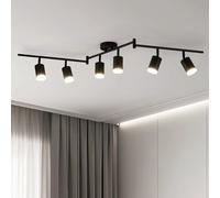 Leselux LED Ceiling Spot Light Rotatable, 6 Way Adjustable Ceiling Spotlight Fitting with GU10 Base, Modern Matte Black Spot Light Bar for Kitchen Bedroom Living Room, Bulb not Included