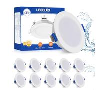 Leselux LED Downlights Ceiling IP65 Warm White, 10x 5W Recessed LED Ceiling Light 2700K 400LM 80Ra, 35mm Ultra Slim Recessed Spotlights Ceiling Lights for Bathroom Bedroom, Beam Angle 120°