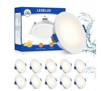 Leselux LED Recessed Ceiling Lights, 10x IP65 Downlights for Bathroom, 5W Ultra Slim Recessed Spot Lights 35mm Natural White 4000K 400LM 220V, Round Spotlights for Bedroom Livingroom, No Fire Rated