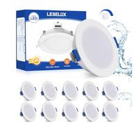Leselux LED Recessed Ceiling Lights Dimmable, 10x IP65 Downlights for Bathroom, 5W Slim Recessed Spot Lights 35mm Warm White 2700K 400LM 230V, Round Spotlights for Bedroom Livingroom, Beam Angle 120°