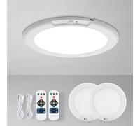 Leselux Rechargeable Motion Sensor Lights Indoor 2 Pack, Battery Operated Ceiling Lights with Remote Control, 3 Colors Dimmable LED Ceiling Lights, Wireless Pir Wall Light for Bathroom Hallway Closet