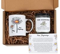 LESEN New Beginnings Box Gifts for Women,Daisy Mug and Candle Gifts Basket for New Job,New House,Congratulations,Goodbye, Good Luck,Coworker Leaving,Break Up,Divorce Gifts