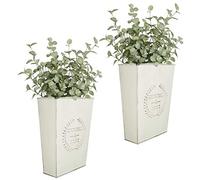 LESEN Set of 2 Farmhouse Metal Wall Planter,Rustic Wall Decor Country Hanging Wall Vase Box for Plants Flower Home Decoration