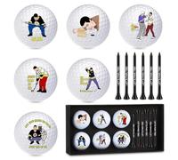 Leseogye 12PCS Funny Golf Balls, 6 Personalised Golf Balls with 6 Black Tees in Premium Gift Box, Novelty Golf Balls with Surlyn Shell and Rubber Core, Valentine's Day Gifts for Golf Lovers