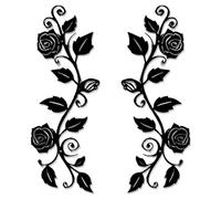 Leseogye 2PCS Rose Leaf Metal Wall Art for Garden, Black Wall Decor, Garden Wall Art Outdoor, Ornament for Livingroom and Bedroom