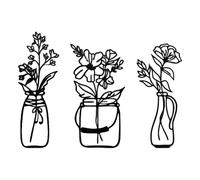 Leseogye 3 Pieces Acrylic Flower Wall Art Decoration Elegant Black Wall Decor Sculptures Black Flower in Vase Hanging Decor for Living Room Bathroom Bedroom Dining