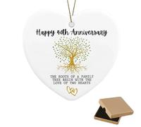 Leseogye 40th Wedding Anniversary Hanging Gift, Heart Plaque Ruby Wedding Anniversary Hanging Gifts with Family Love Message, Ceramic Decorations for Parents, Dad, Mum