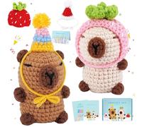 Leseogye Crochet Kit for Beginners, Crochet Animal Kit Complete Capybara Crochet Kit, Crochet Kits for Beginners Adults, Ideal Creative DIY Gift with Step-by-Step Video Tutorials