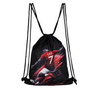 Leseogye Football Star Drawstring Bag, Black CR7 Drawstring Sports Bag, Polyester Swimming Bags for Adults, Waterproof Sports Equipment Storage, Gym Travel Beach Carry All for Men Women