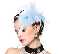 Leseogye Light Blue Fascinator, Pale Blue Fascinators, Blue Fascinators for Women Girls Bridals, Wedding, Party