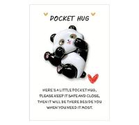 Leseogye Pocket Hug with A Dancing Panda, Thinking of You Card, Pocket Hug Gift, Keepsake Ornament, Go to University School Gifts, Positive Good Luck Gifts for Birthday Christmas Mothers Day