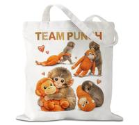 Leseogye Punch Monkey Tote Bags, Punch and His Bear Bags, Punch Monkey Gift, Emotional Support Gift for Dad, Mum, Kids, Friends