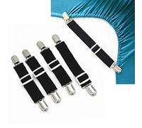Lesfit Bed Sheet Clips, Fitted Sheet Straps, Black（4 packs）