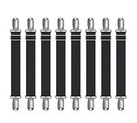 Lesfit Fitted Bed Sheet Clips, Elastic Sheet Straps Grippers Fasteners, Black (8 packs/set)