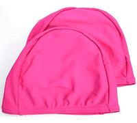 Leshang 2 Pack Spandex Swimming caps High Elasticity Fabric Adult Junior Kids childen One Size Swim hat (Pink, Adult)
