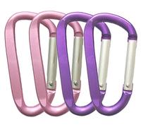 LESHIRY Large Carabiners Keychain 3" Aluminum D Shape Premium Durable D-Ring Carabiner Clip Hook Camping Accessories Snap Link Key Chain Durable Improved Design (4pcs(Pink+Purple))