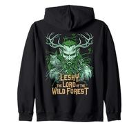 Leshy Slavic Forest Spirit Antlers Wild Nature Myth Zip Hoodie