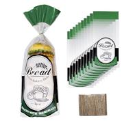 LESIBAG Lesibag - Bread Bags for Homemade Bread or Bakery, 100 Packs Plastic Bread Bags to Keep Bread Fresh, Printed Loaf Bag with Ties - 18 X 8 X 3 inch (Green)